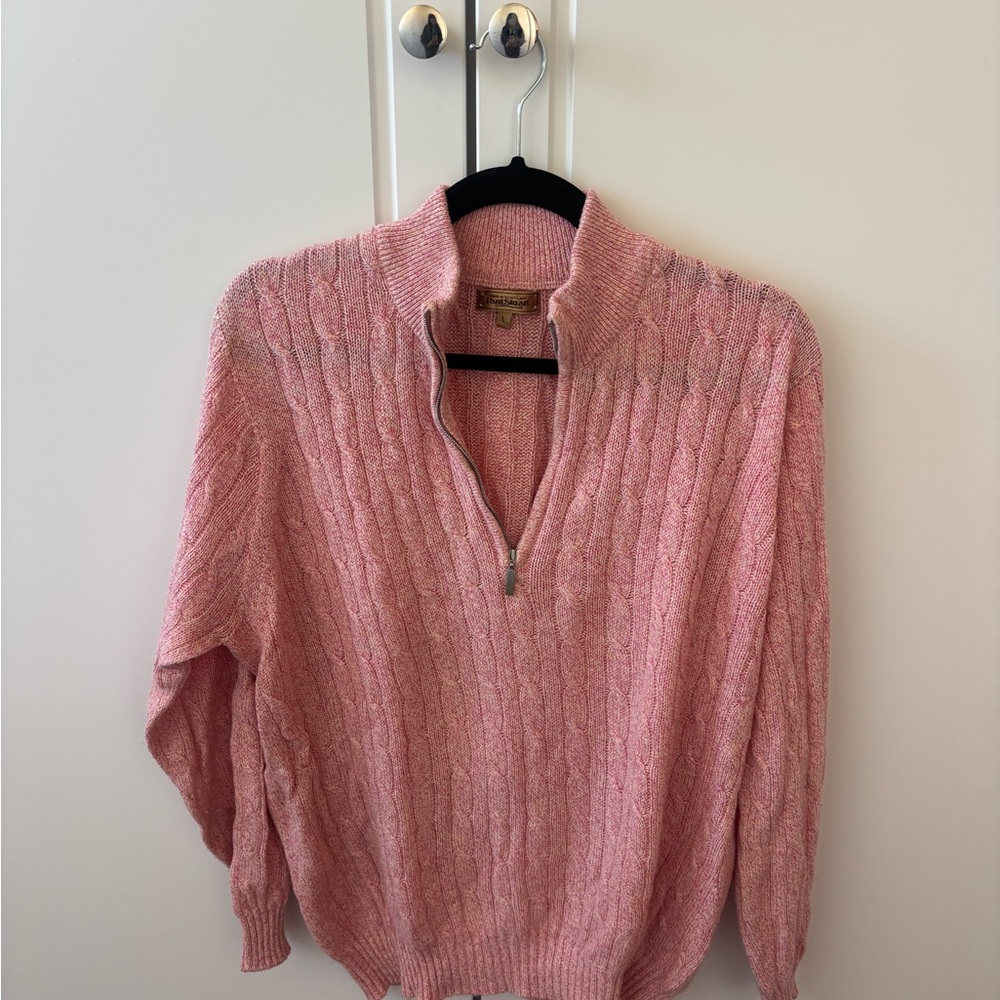 Paul Stuart Pink Cowl Neck Cable Knit Sweater